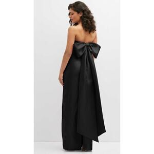 NWT! Alfred Sung D856 Black Strapless Bow Back Satin Column Gown Sz 16